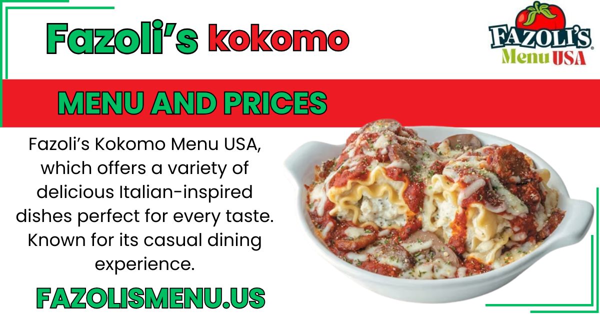 Fazoli's kokomo Menu USA