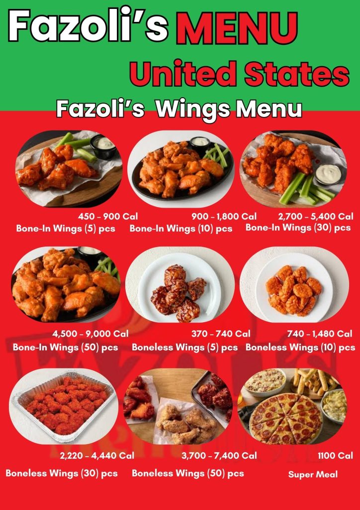 Fazoli’s Wings Menu prices